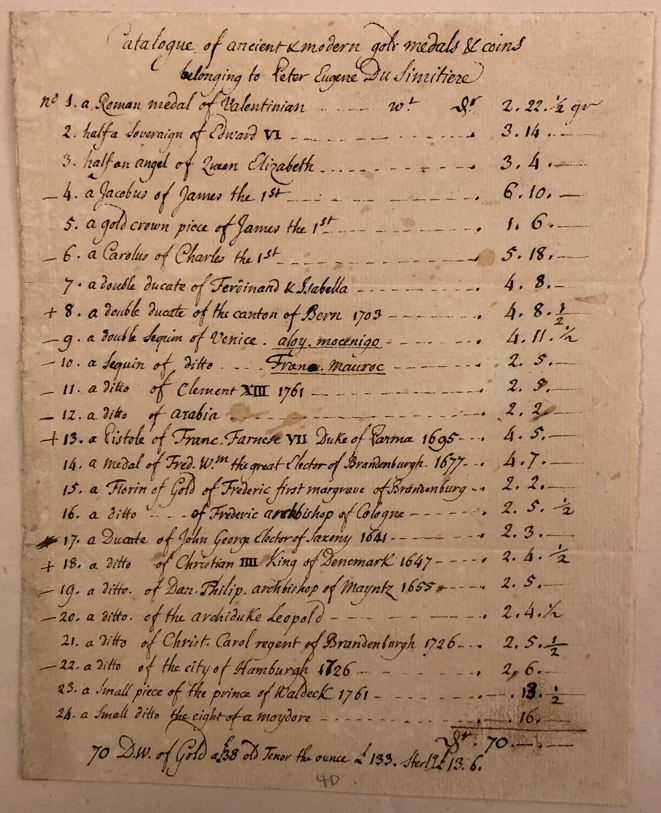 du Simitière medals and coins