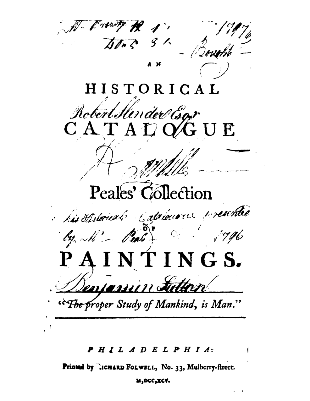 Peale 1795 Catalouge