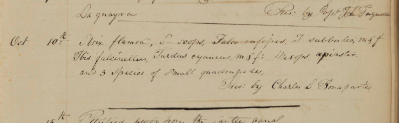 Peale Museum Accessions Book, 10 October 1827