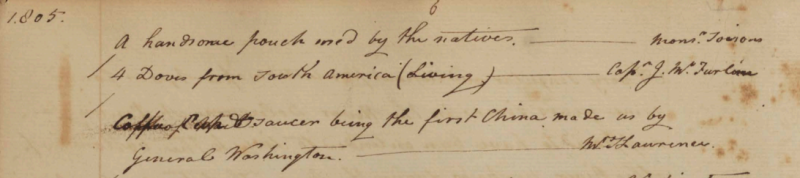 Peale Museum Accessions Book, 21 May 1805
