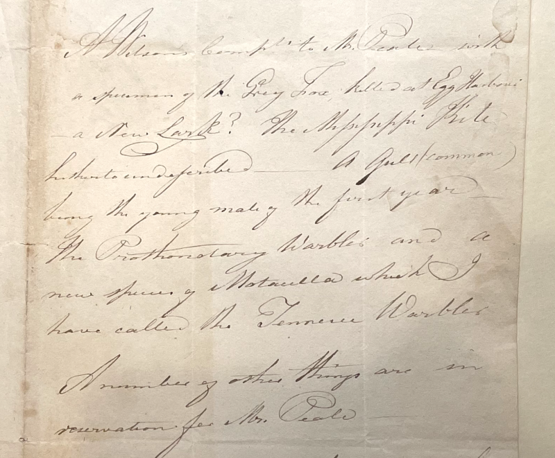 letter to Rubens Peale, dated 22 November 1810