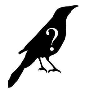 Silhouette of Grackle, with question mark