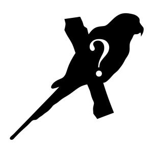 Silhouette of Parrot, with question mark
